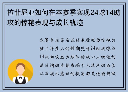 拉菲尼亚如何在本赛季实现24球14助攻的惊艳表现与成长轨迹